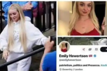 Composite picture of the milkshake attacker and Emily Hewterson