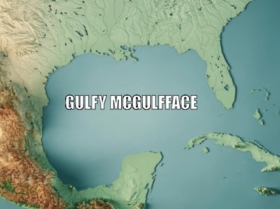 Map of the Gulf of Mexico with the caption Gulfy McGulfface