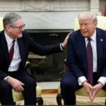 Keir Starmer patting a confused looking Donald Trump. Trump looks like he is trying to remember if he put his diaper on today.