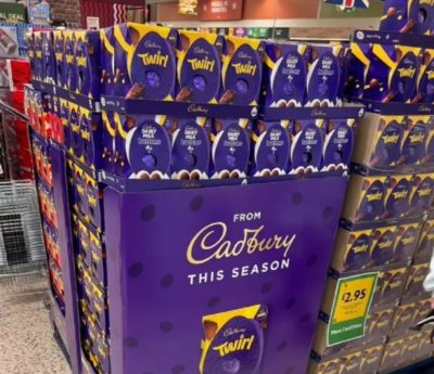 A large crate of Cadbury's chocolate eggs