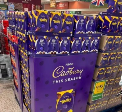 A large crate of Cadbury's chocolate eggs